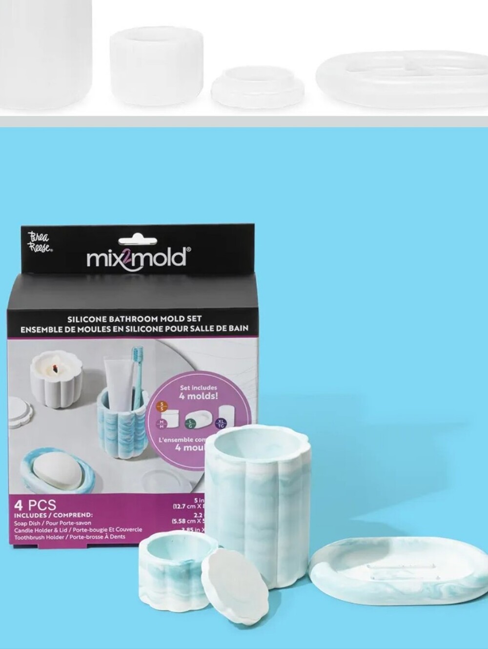 NWT Brea Reese mix2mold Silicone Bathroom Mold Set